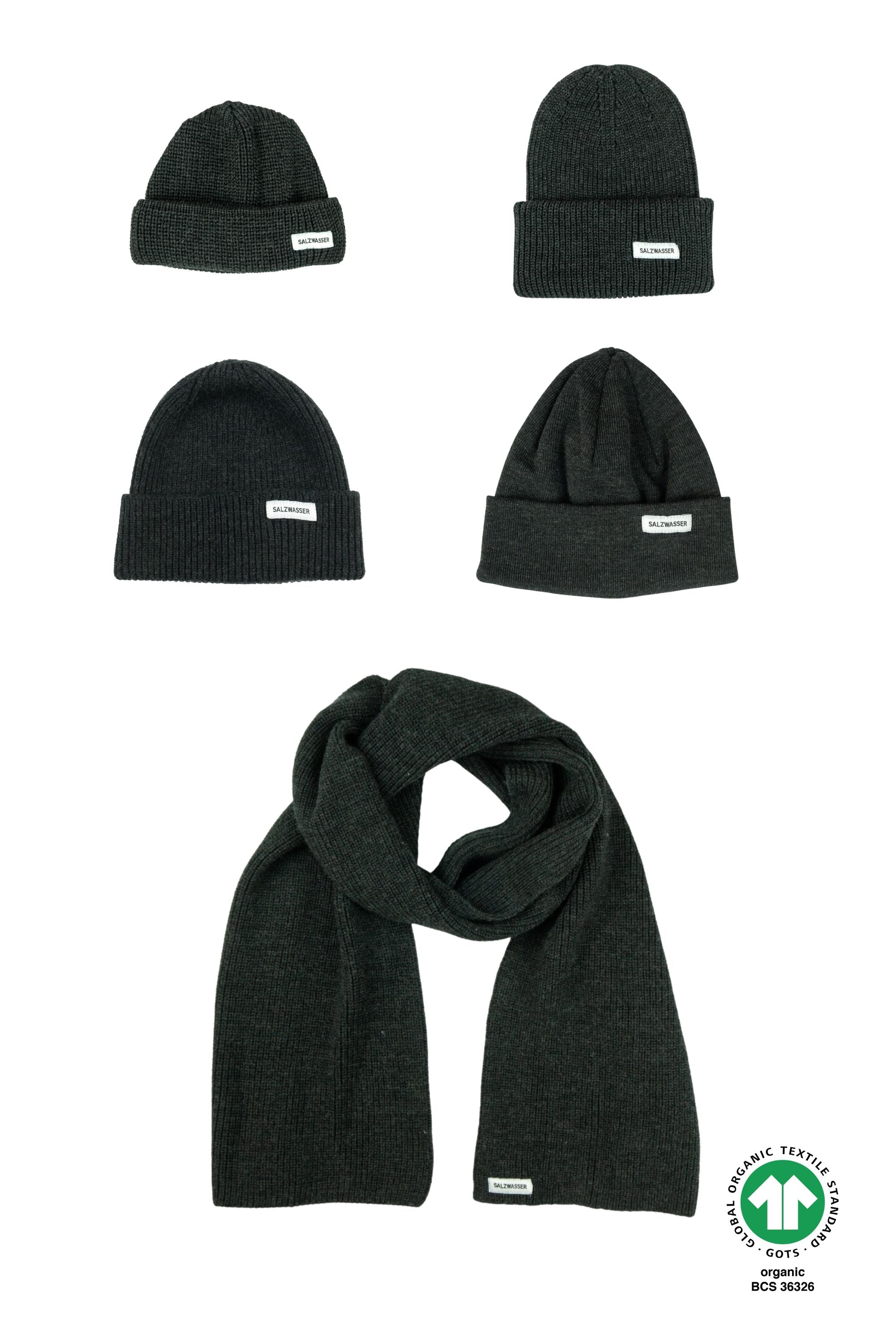 Set: Schal Vind Anthrazit + 1x Mütze Anthrazit