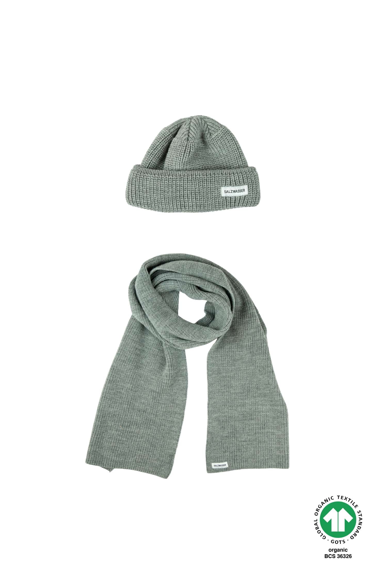 Set: Schal Vind Hellgrau + 1x Mütze Hellgrau