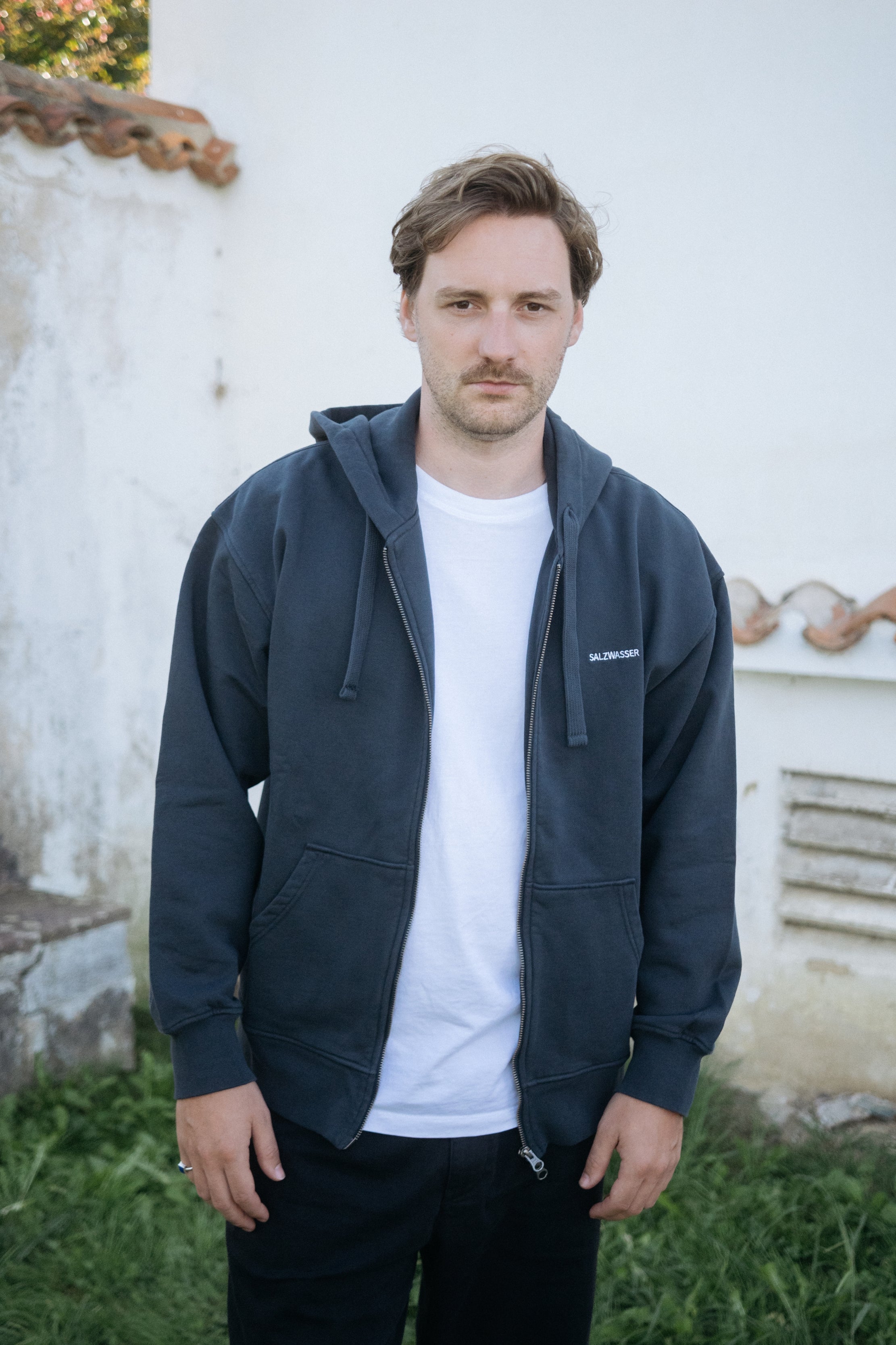 Dunkelblauer Zip Hoodie aus Bio-Baumwolle _men