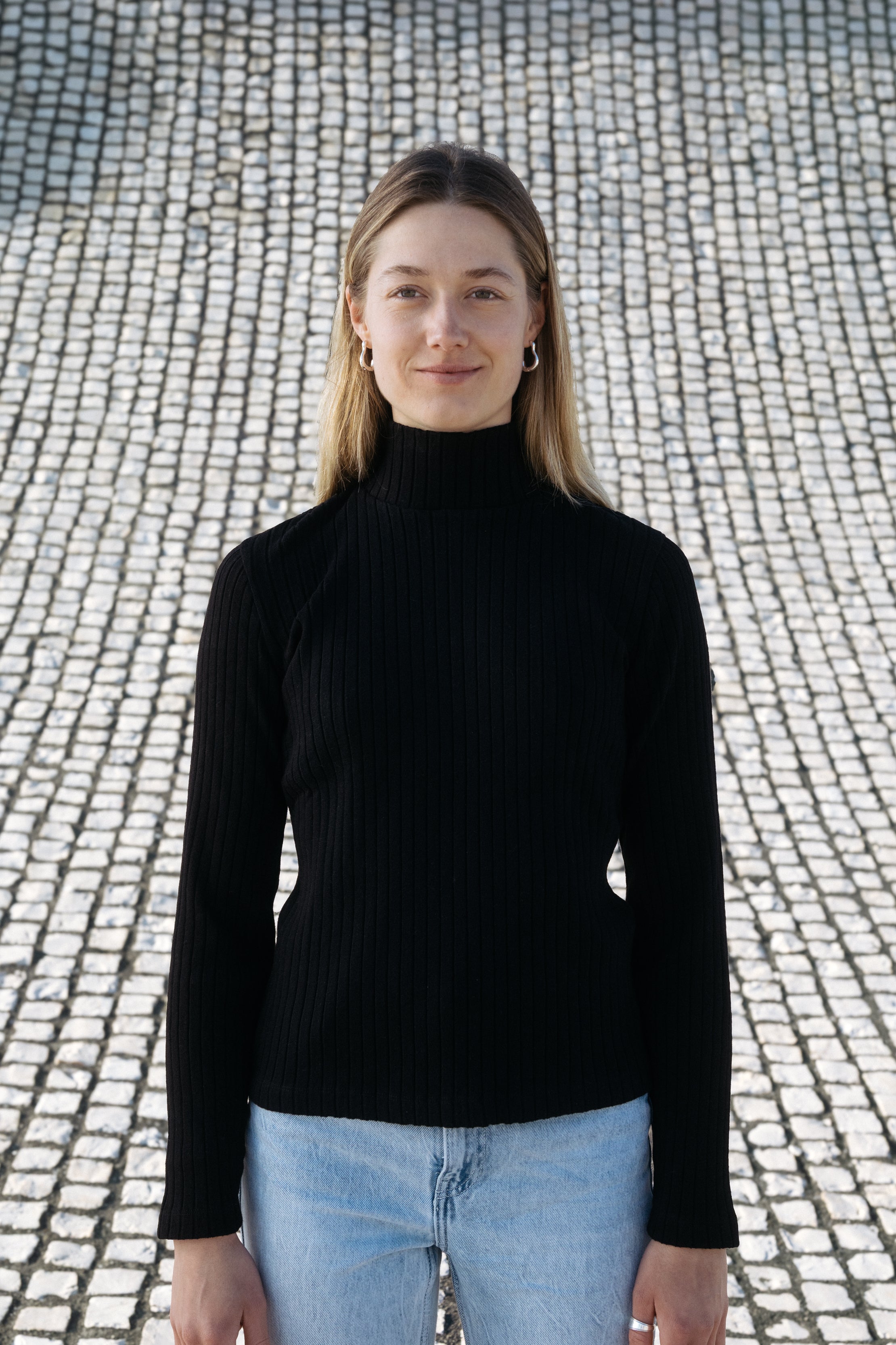 Damen Rib Longsleeve in Schwarz in bester Qualität von SALZWASSER