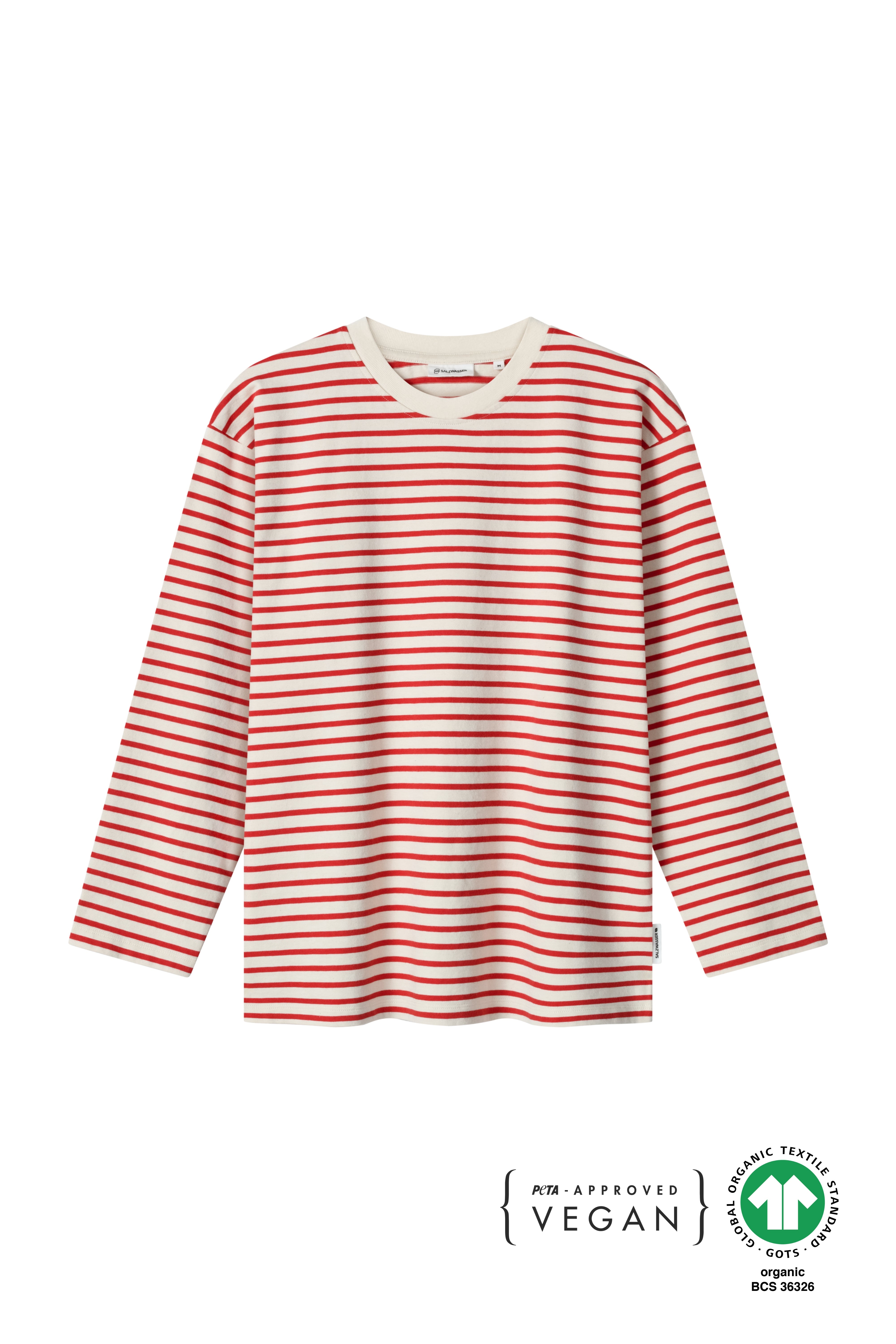 Damen Longsleeve rot gestreift aus dicker Baumwolle aus Europa