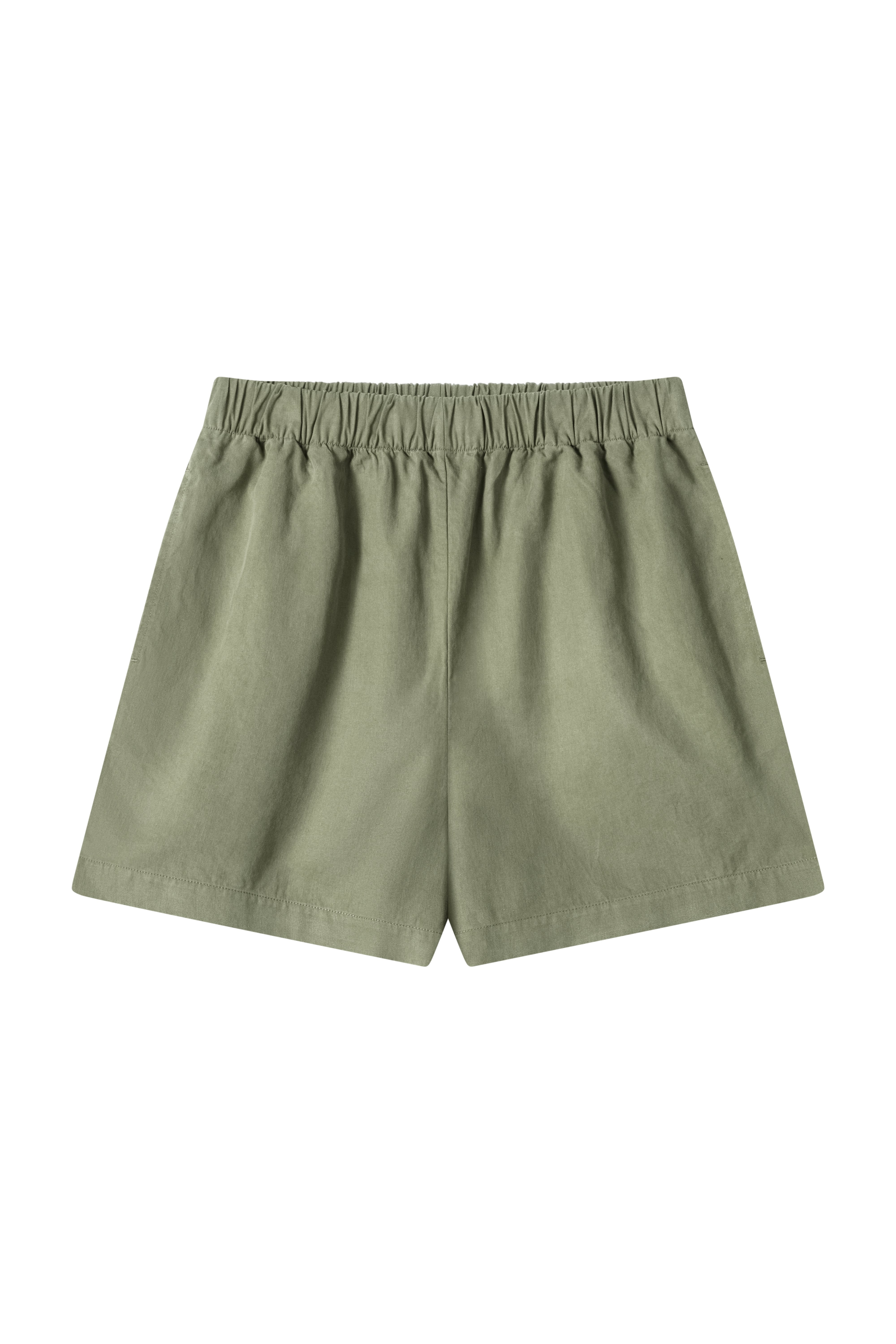 Hellgrüne Kurze Hose Beachshorts Damen in Oliv Grün aus Leinen