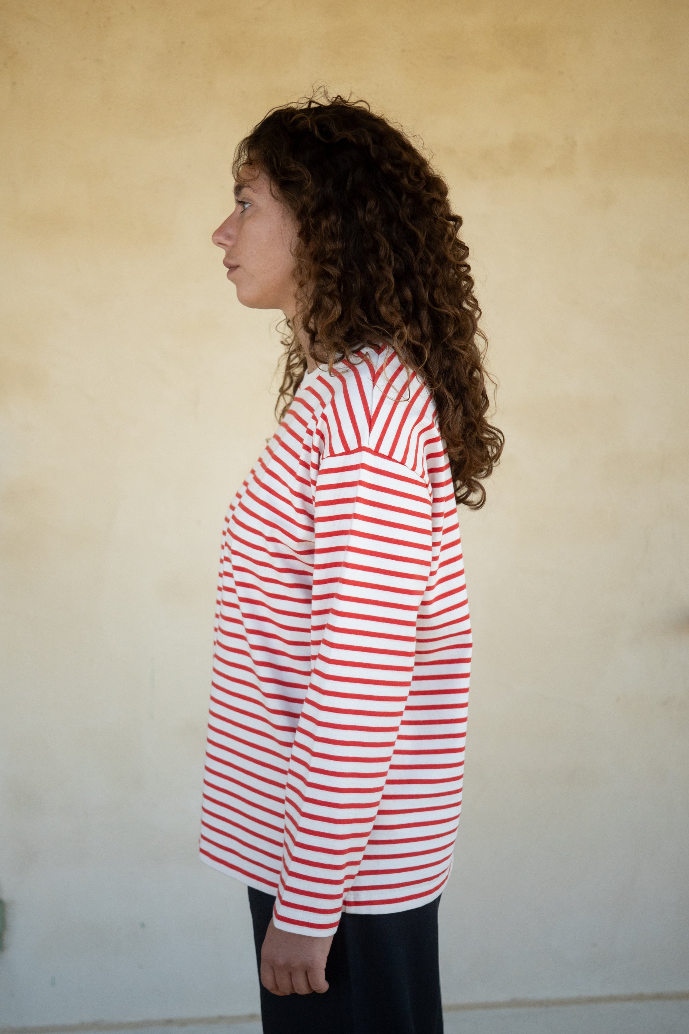 Damen Langarmshirt mit roten Streifen in bester Qualität von SALZWASSER