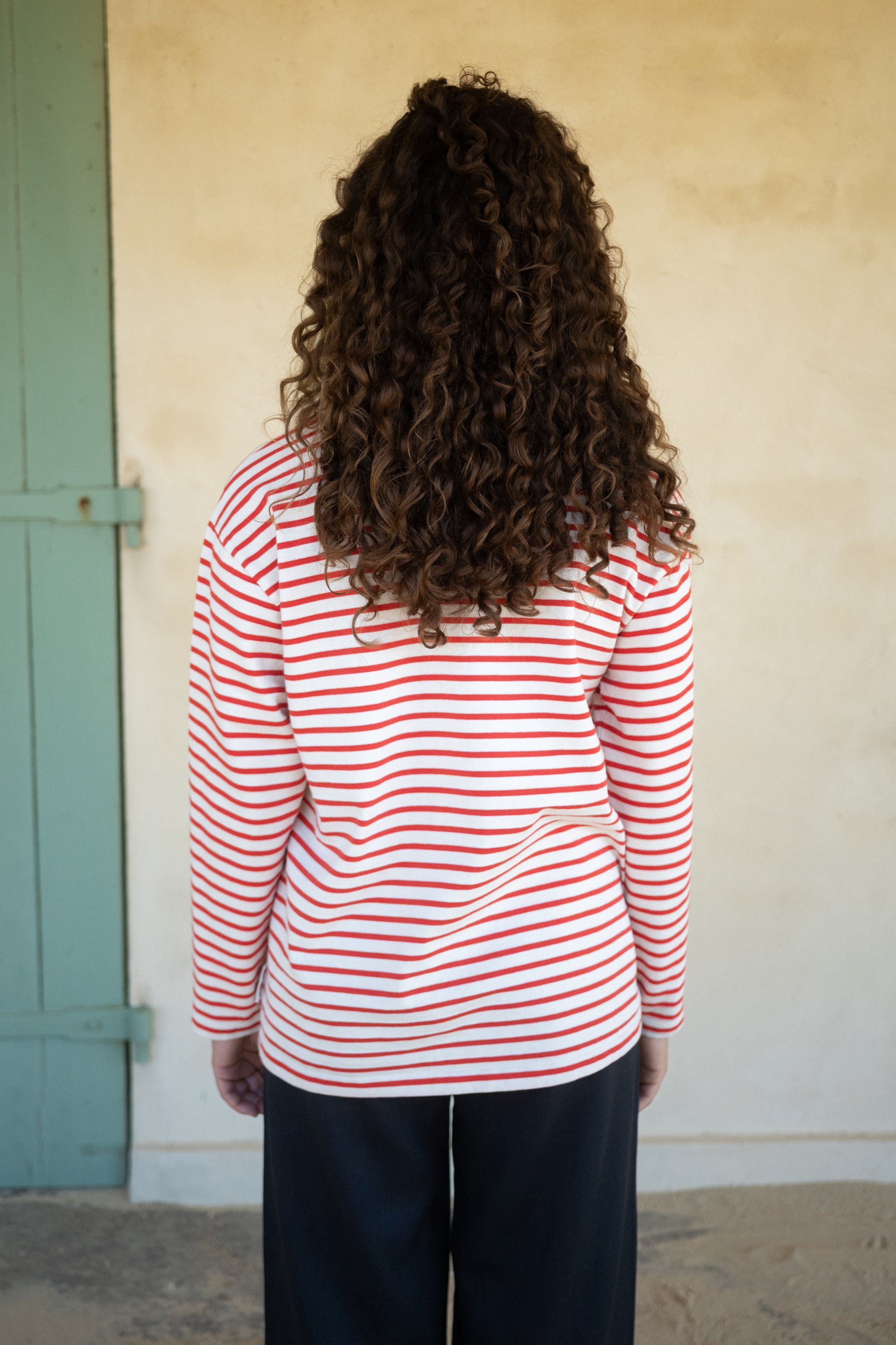 Rot gestreiftes Damen Langarmshirt aus nachhaltiger Bio Baumwolle