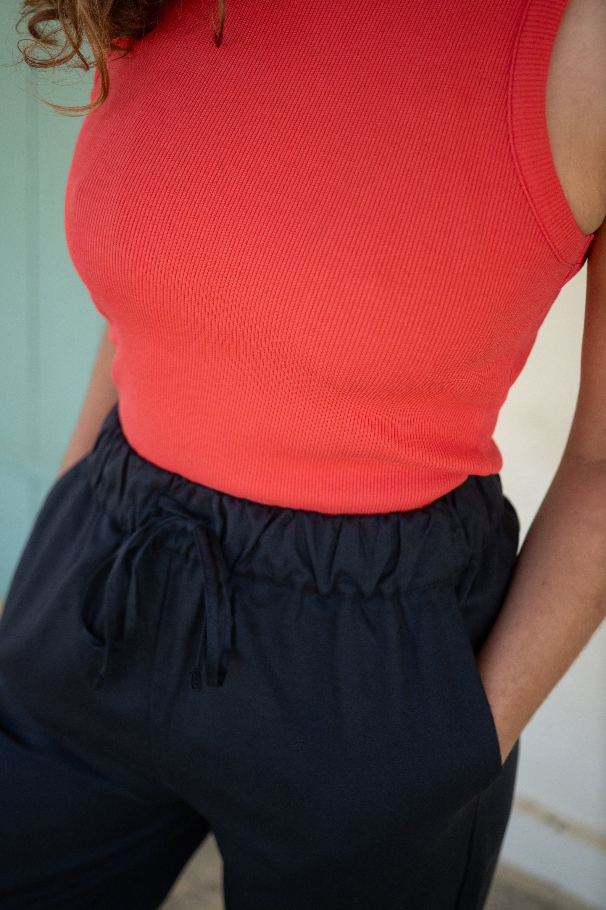 Rotes Damen Top gerippt aus Bio Baumwolle von SALZWASSER