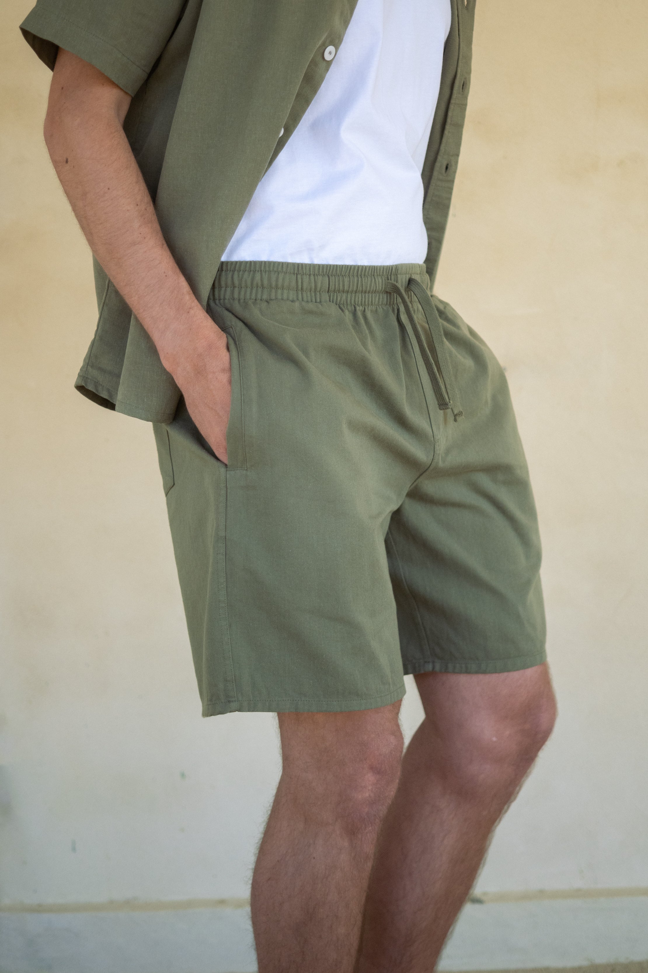 Kurze Hose Herren Shorts aus Baumwolle in Oliv grün von SALZWASSER