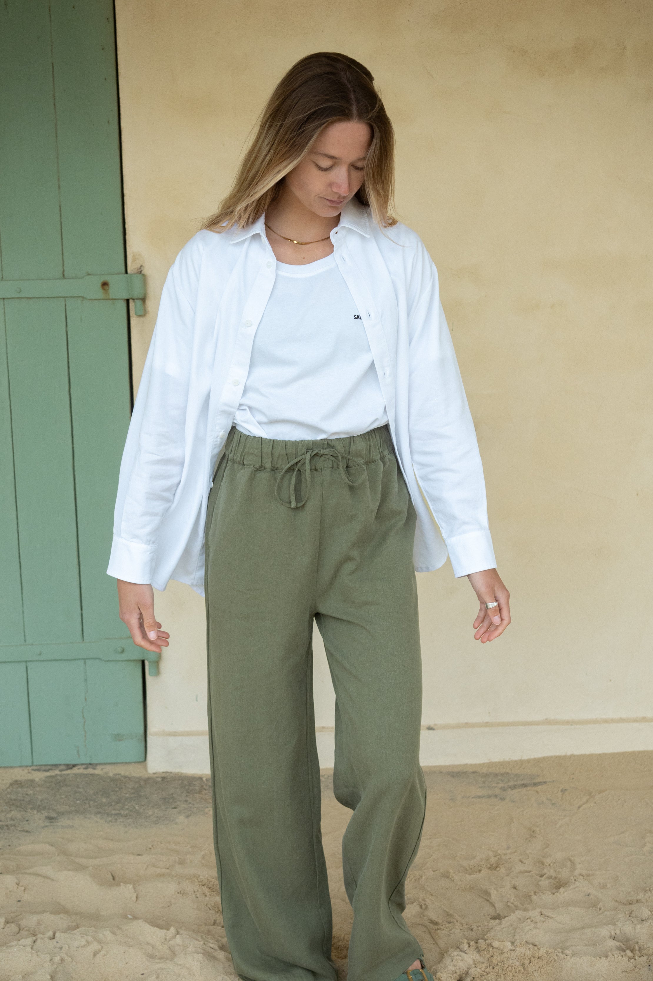 Damen Leinenhose in Oliv Grün nachhaltig in bester Qualität