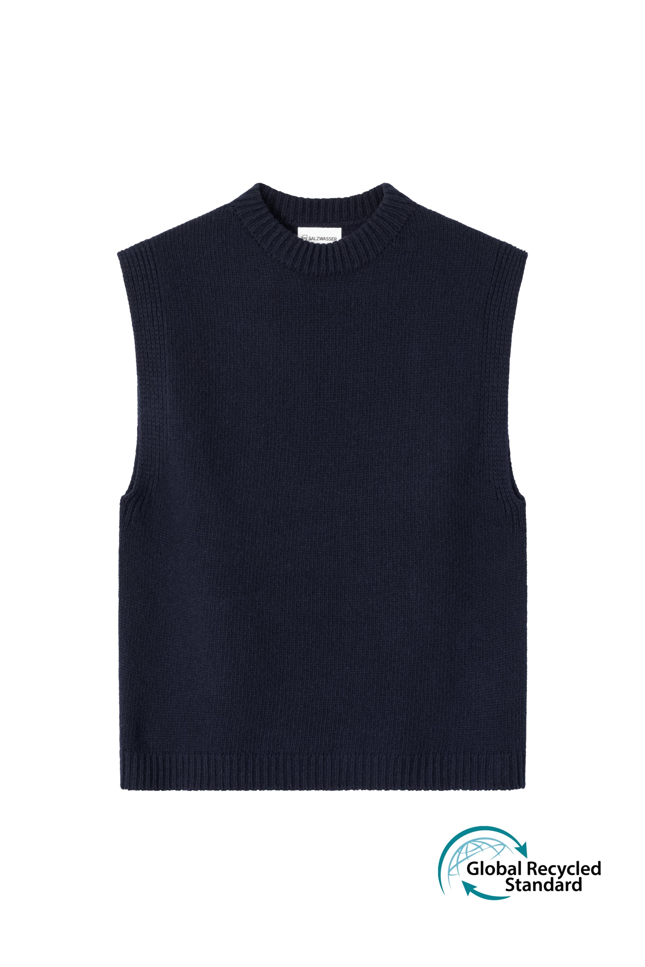 Pullunder in Dunkelbau aus Merinwolle in bester Qualität von SALZWASSER