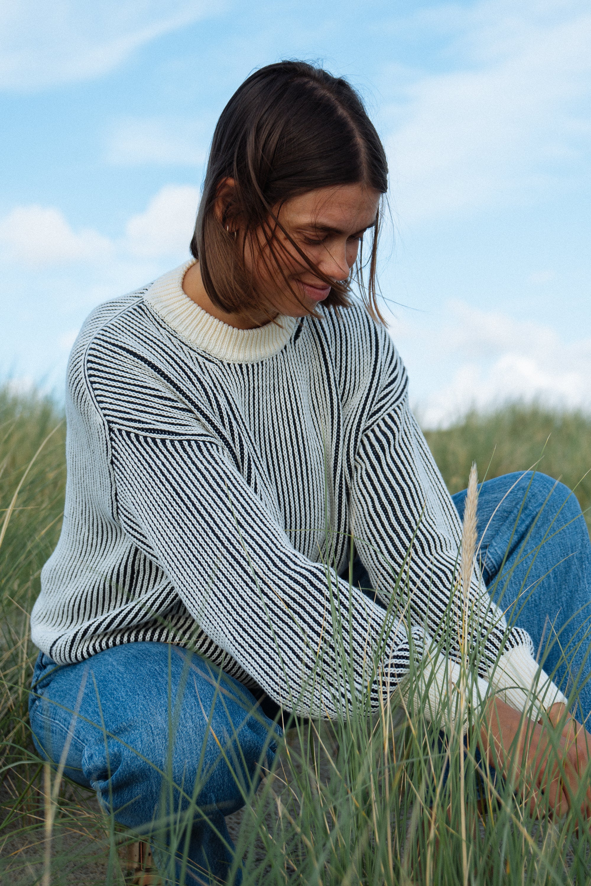 SALZWASSER Strickpullover in Navy-Striped