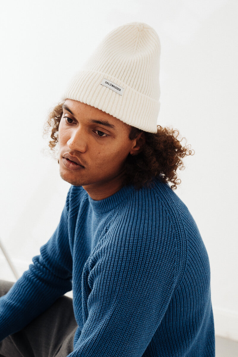 Nachhaltige Seemannsmütze in Creme von SALZWASSER aus Merinowolle