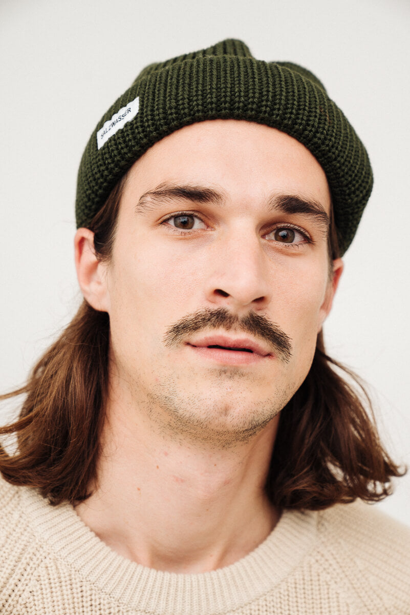 Grüne Fisherman Mütze von SALZWASSER aus Merinowolle