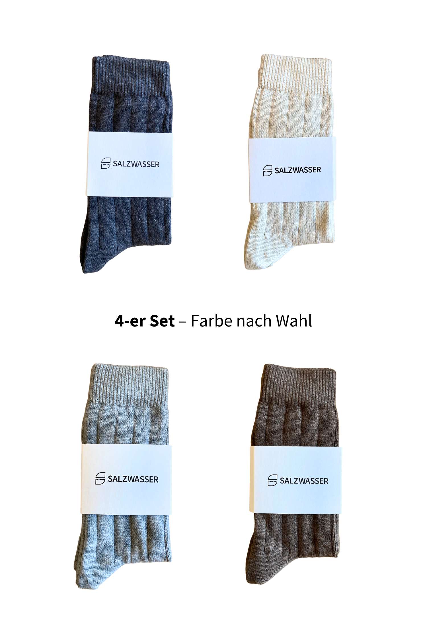 4er Set: 4x2 Paar Grobstricksocken