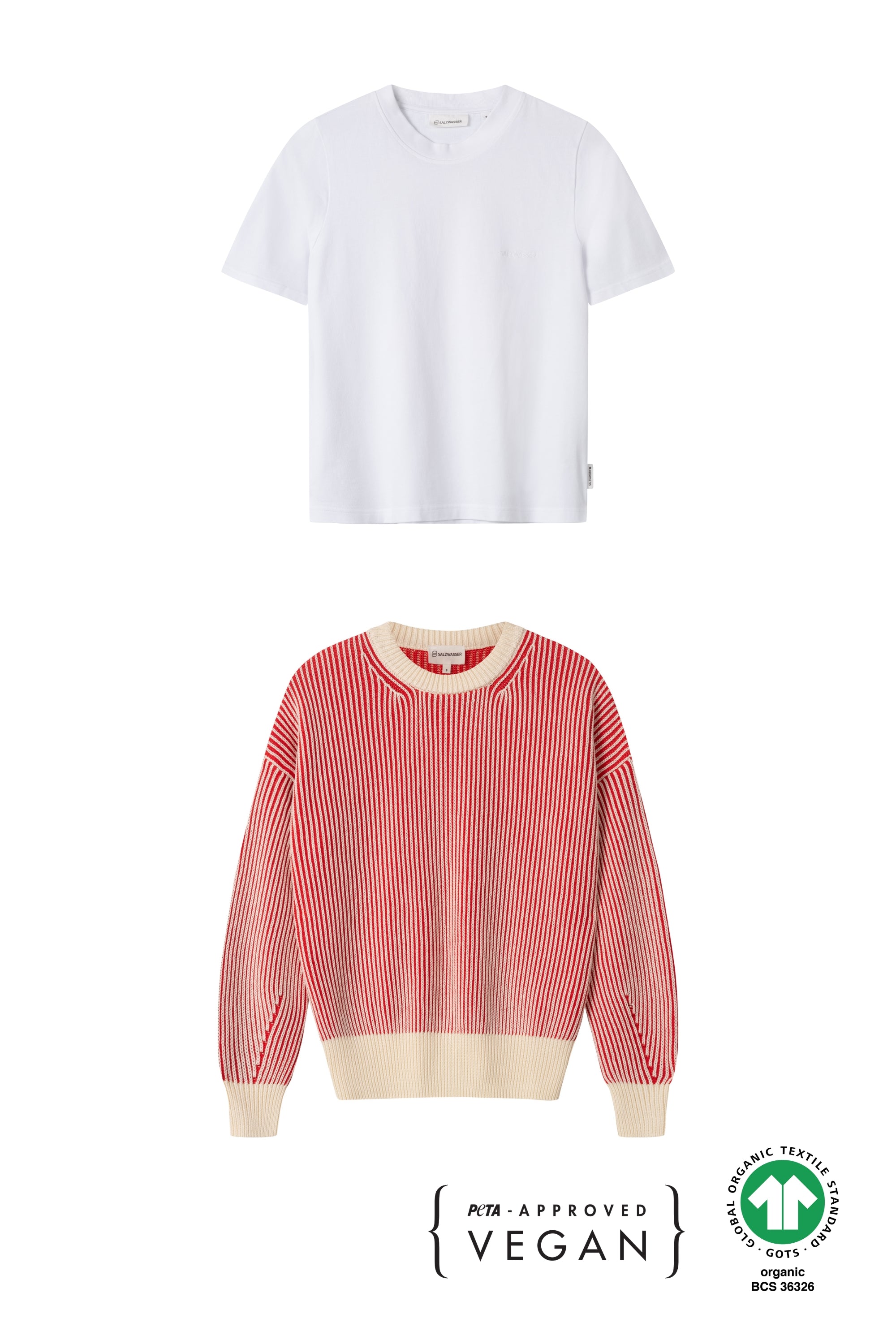 Strickpullover Hella Red-Striped + Jonna Weiß