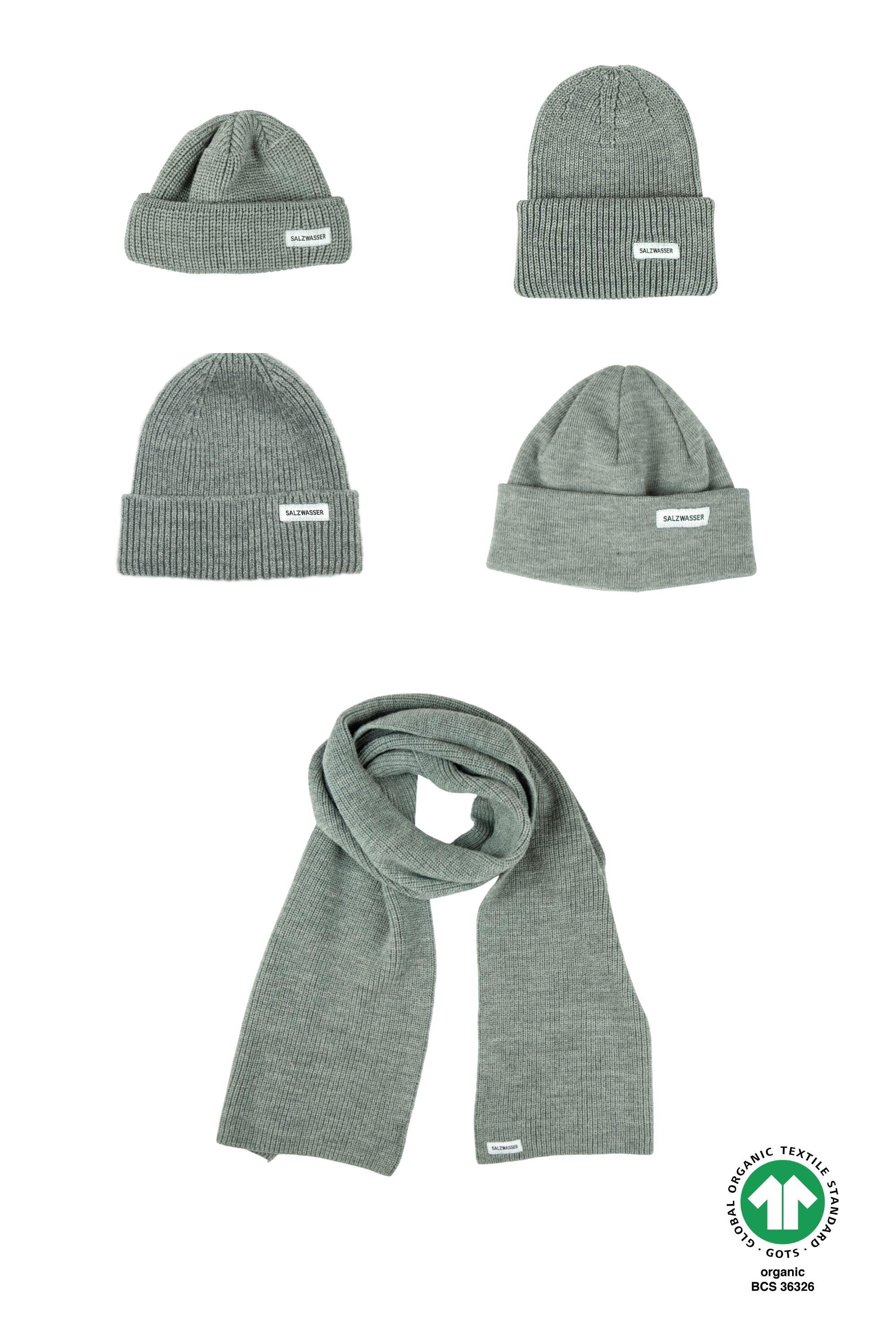 Set: Schal Vind Hellgrau + 1x Mütze Hellgrau