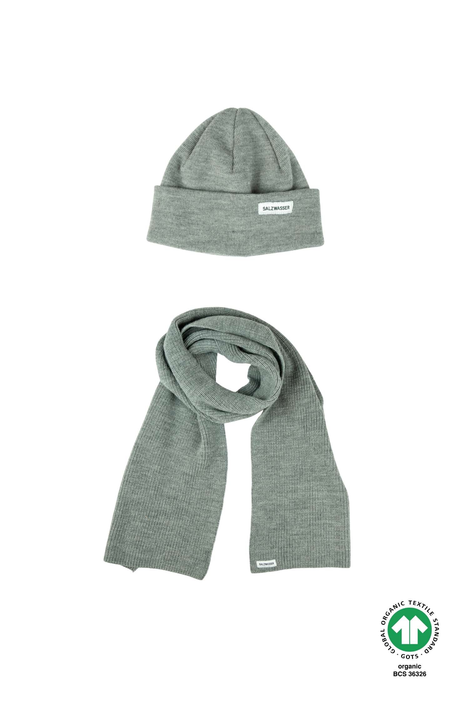 Set: Schal Vind Hellgrau + 1x Mütze Hellgrau