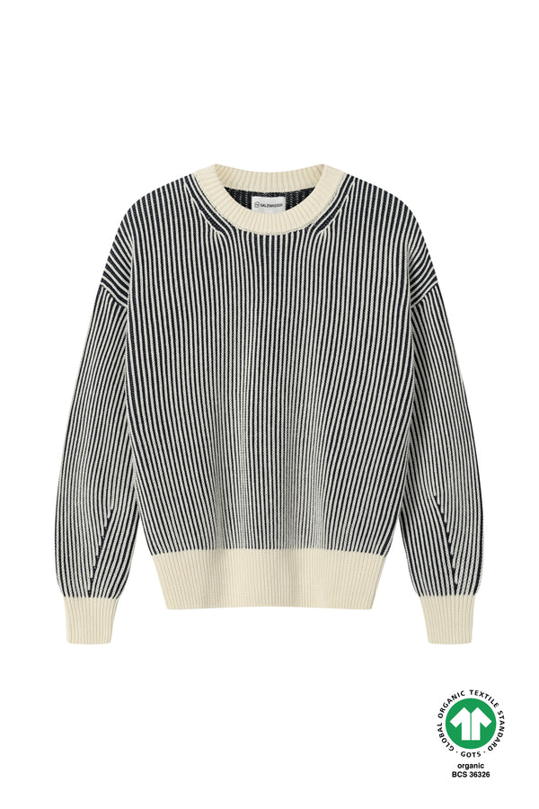 Gestreifter Strickpullover aus 100 % Bio-Baumwolle GOTS 