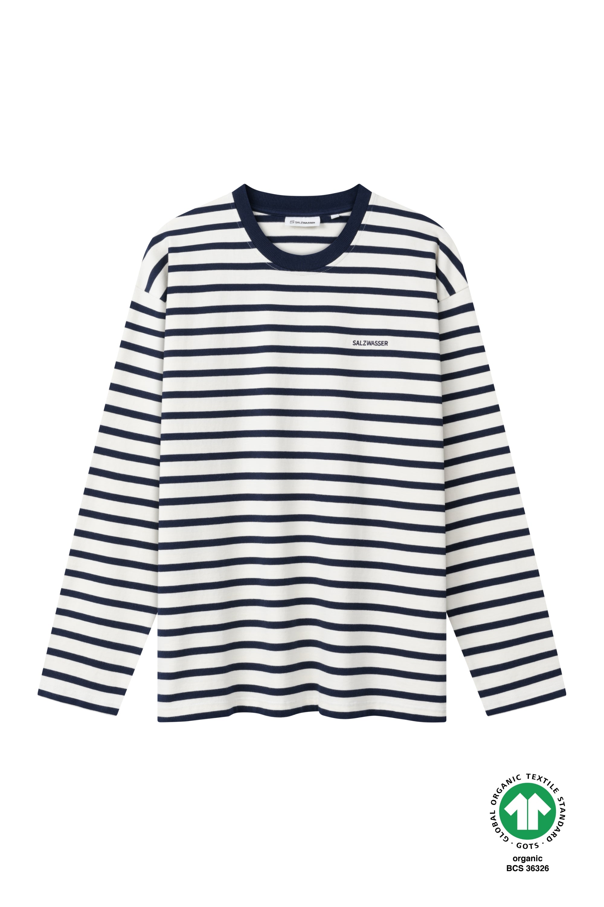 blau gestreiftes Longsleeves aus Bio-Baumwolle von SALZWASSER