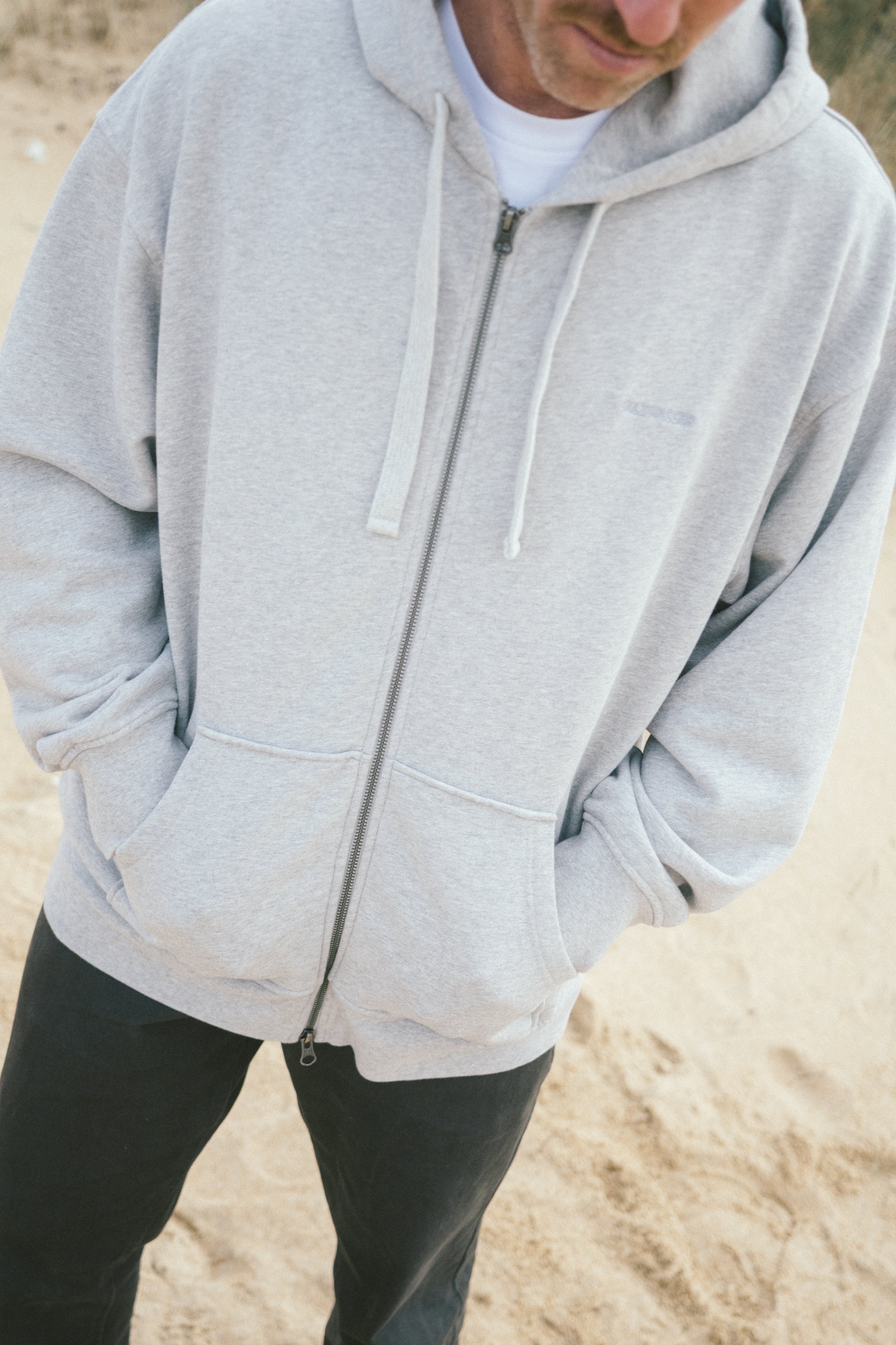 Herren Zip Hoodie in Hellgrau aus Bio-Baumwolle in bester Qualität