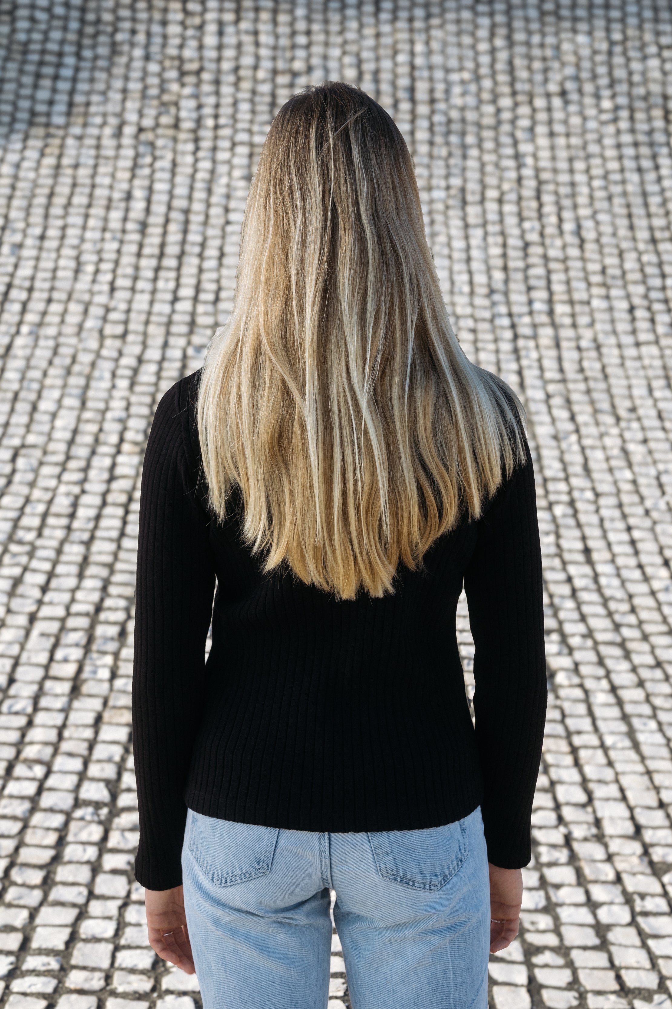 Damen Rib Longsleeve in Schwarz von SALZWASSER