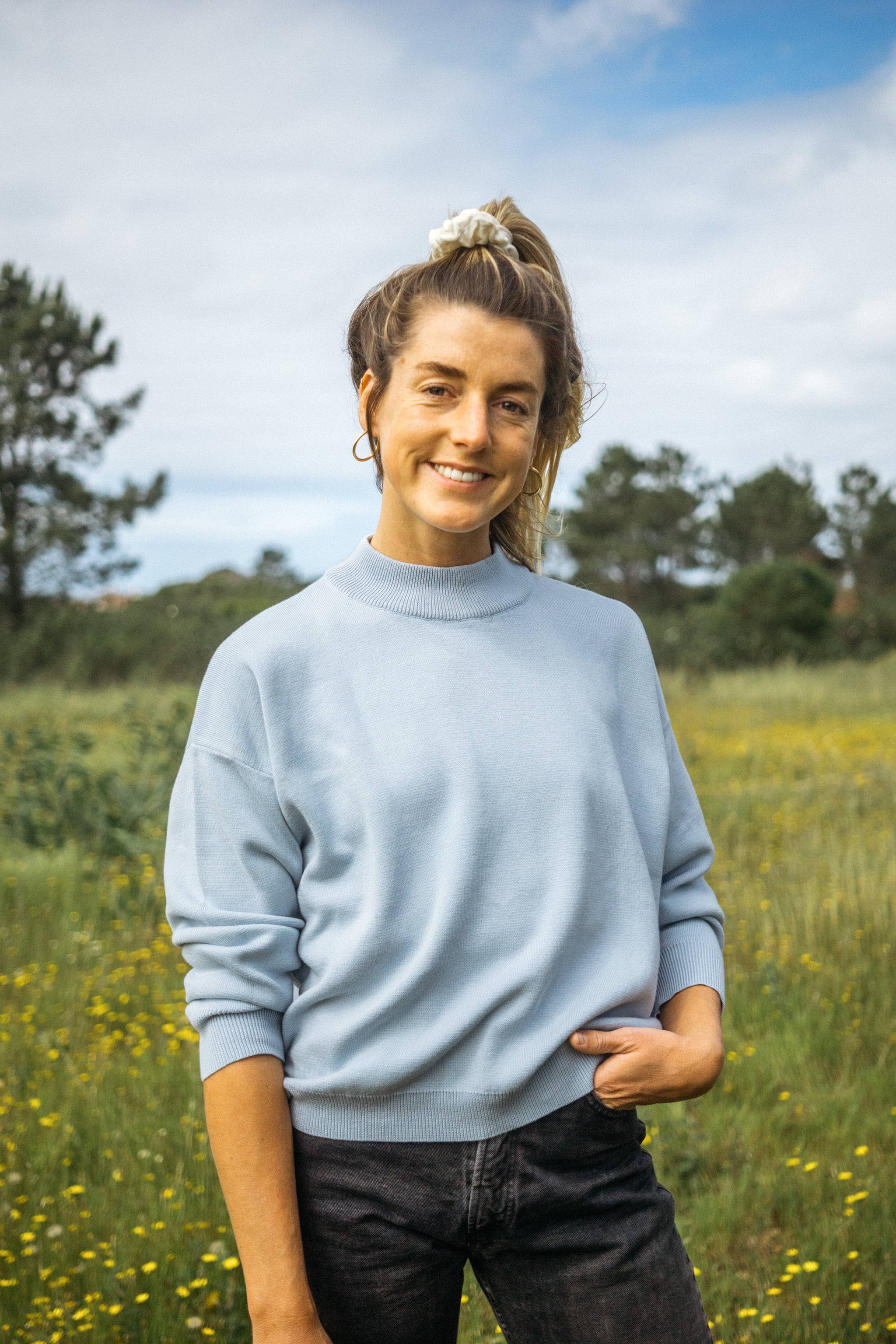 Full Milano Strickpullover in Dusty Blue