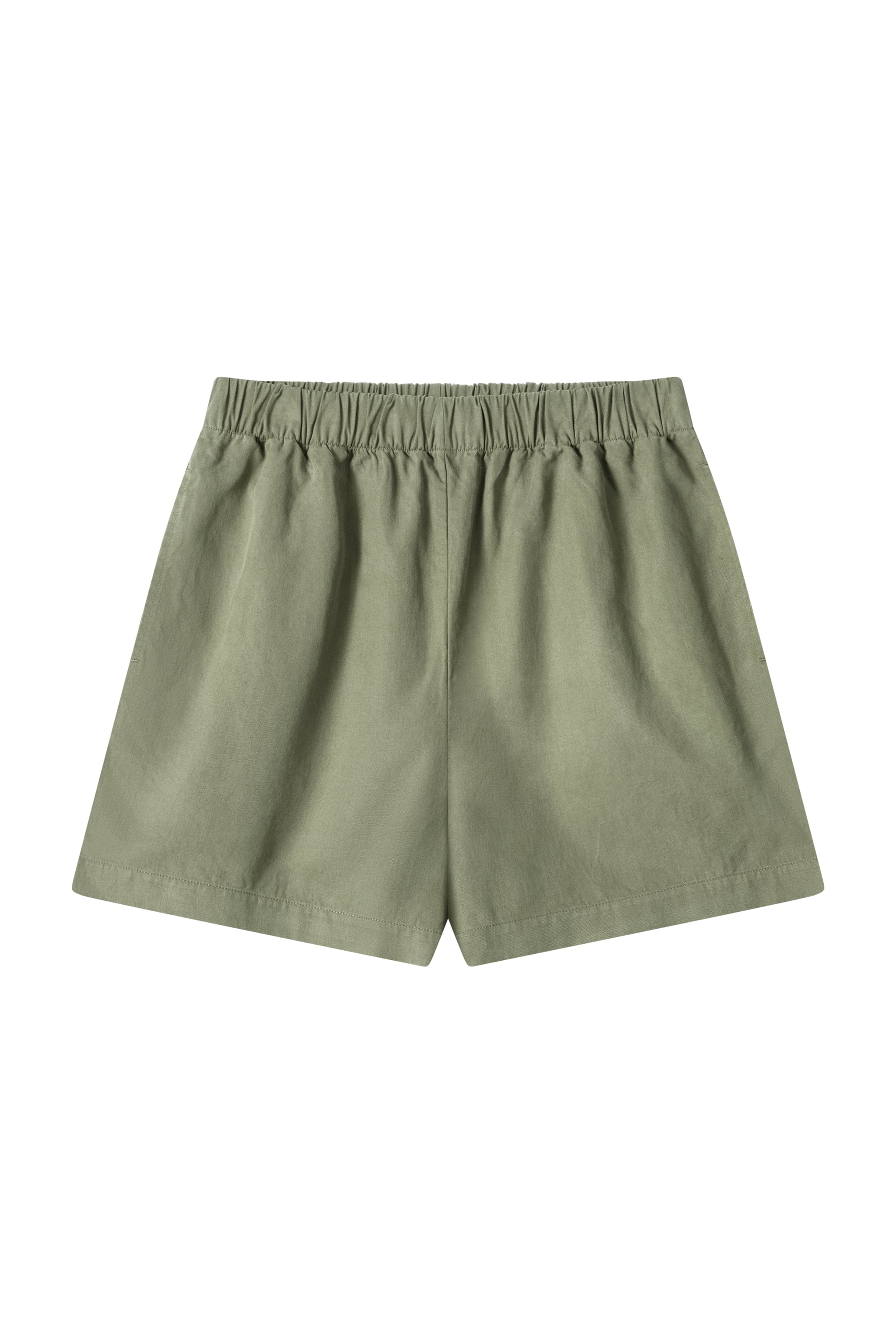 Hellgrüne Kurze Hose Beachshorts Damen in Oliv Grün aus Leinen