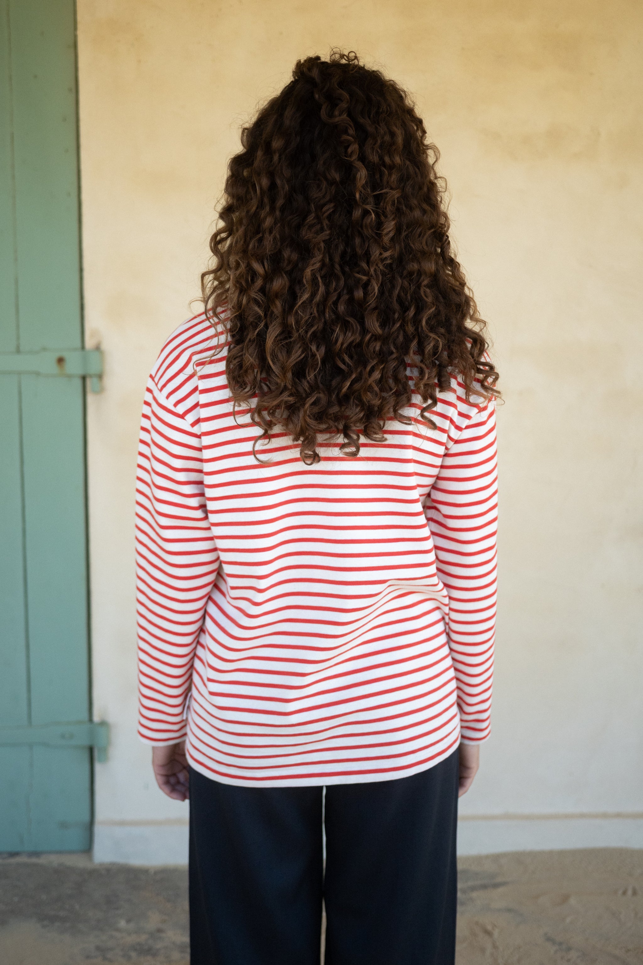 Rot gestreiftes Damen Langarmshirt aus nachhaltiger Bio Baumwolle 