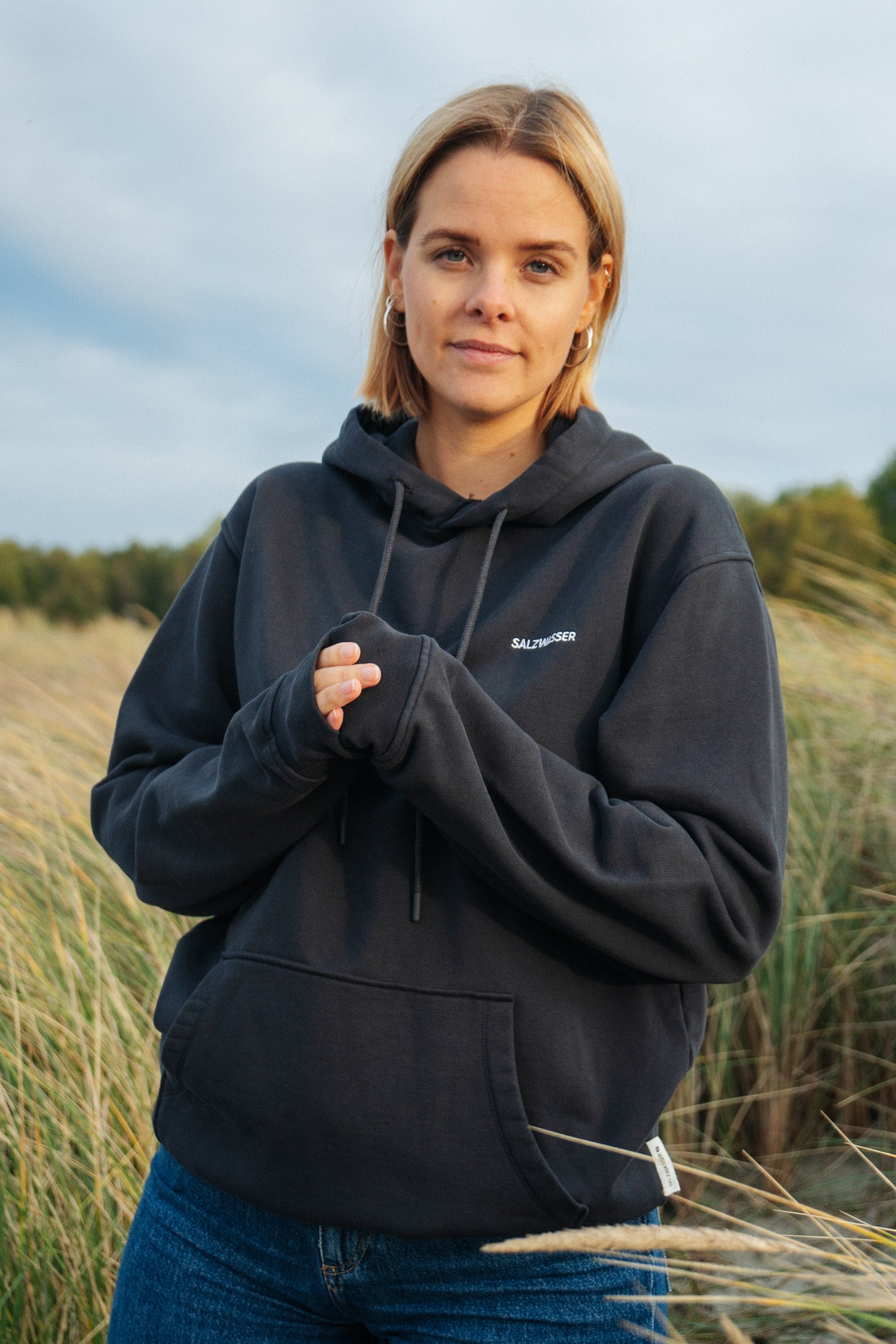 Dunkelblauer Unisex Hoodie von SALZWASSER für Frauen _women