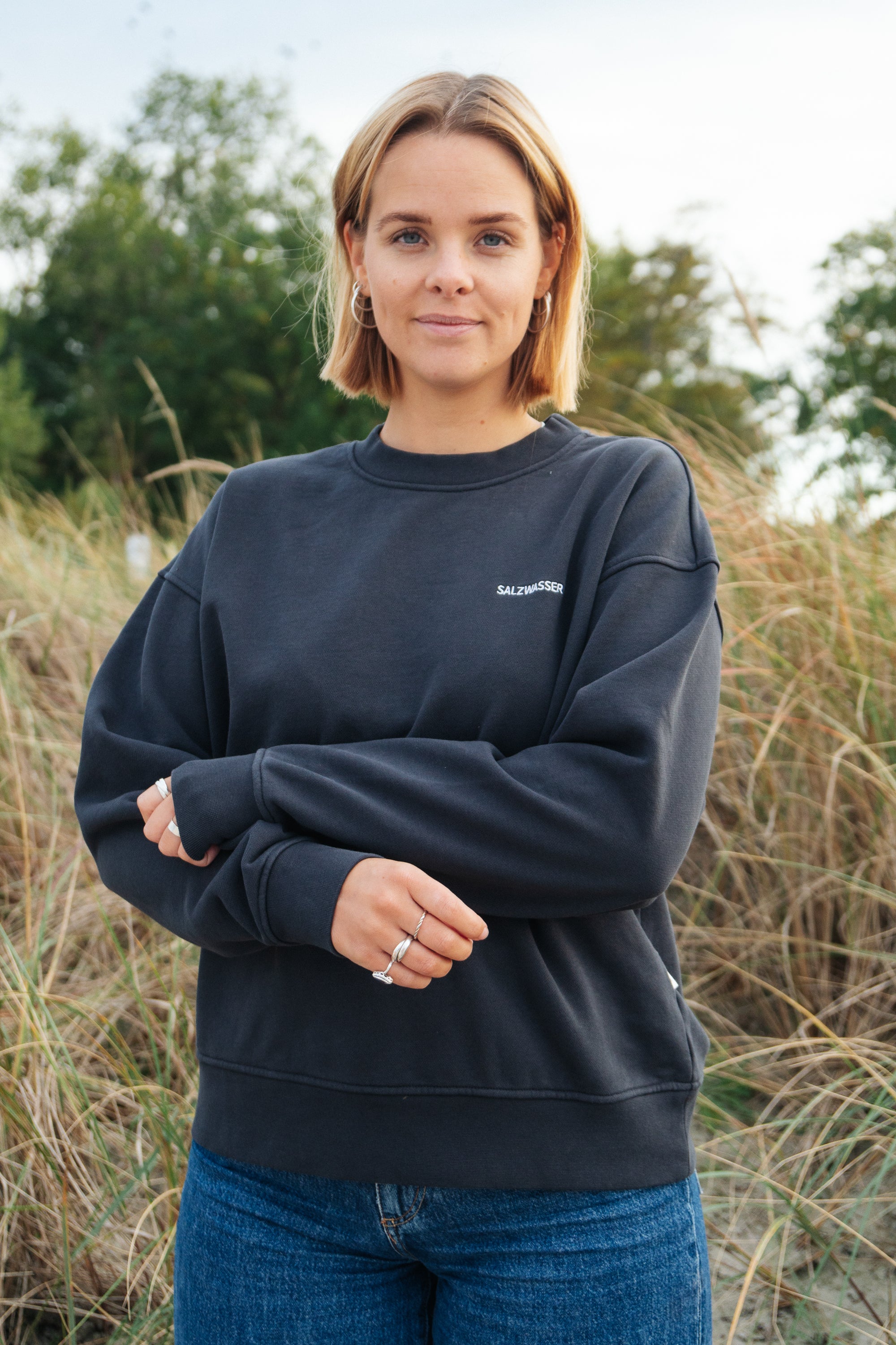 Sweater aus Bio-Baumwolle für Damen in Dunkelblau von SALZWASSER