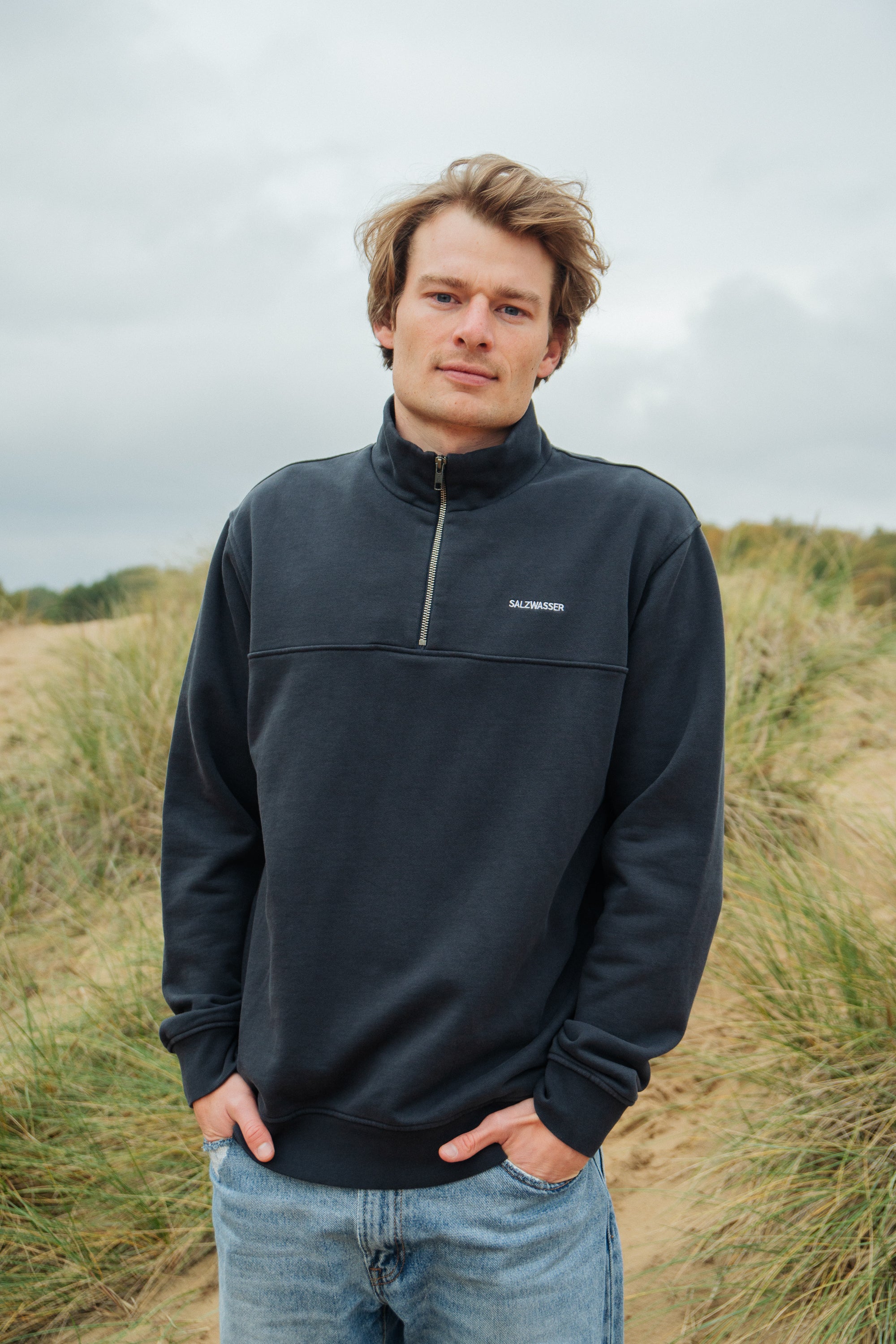 Dunkelblauer Half-Zip Sweater von SALZWASSER _men