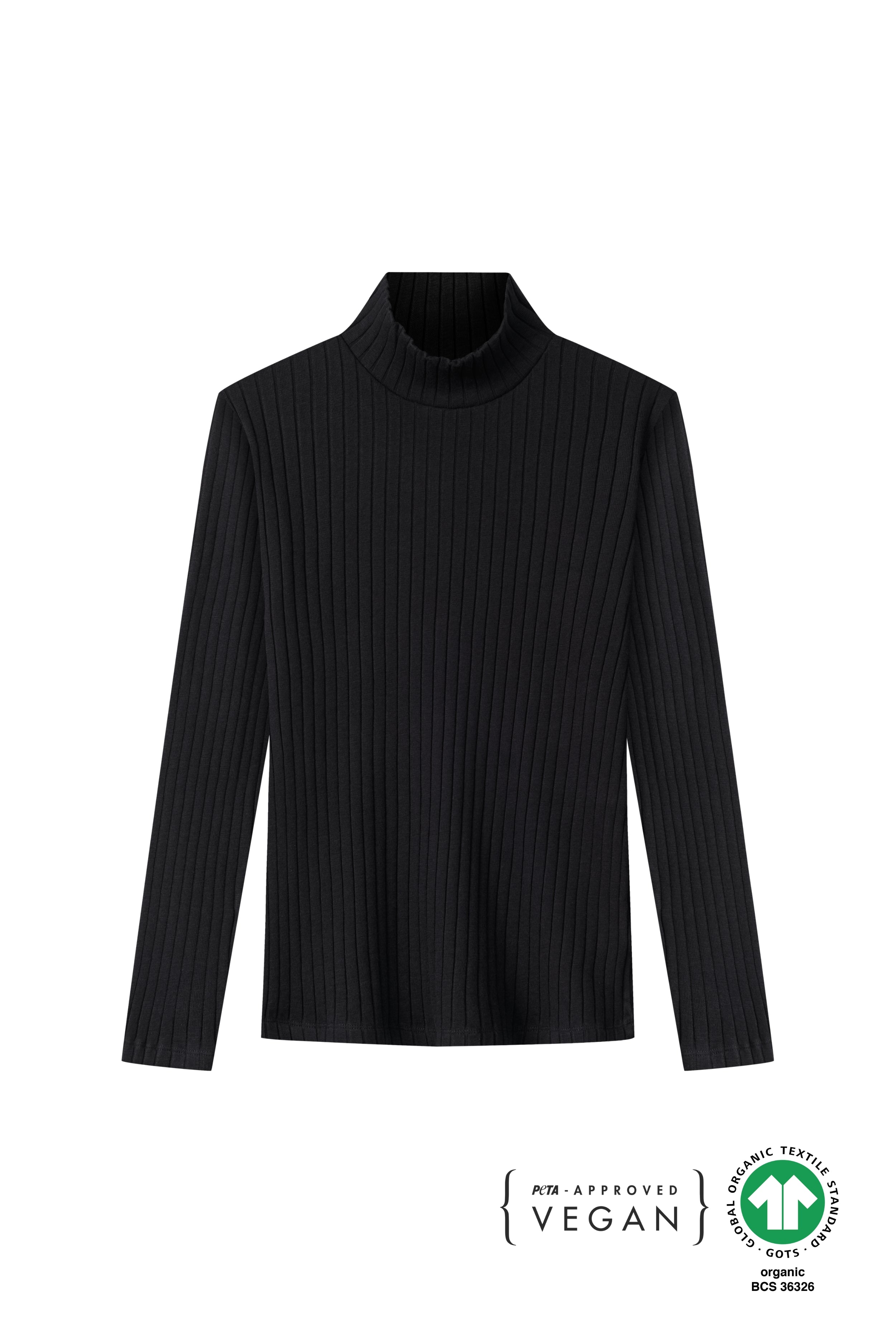 Schwarzes Rib Longsleeve aus Baumwolle in bester Qualität von SALZWASSER