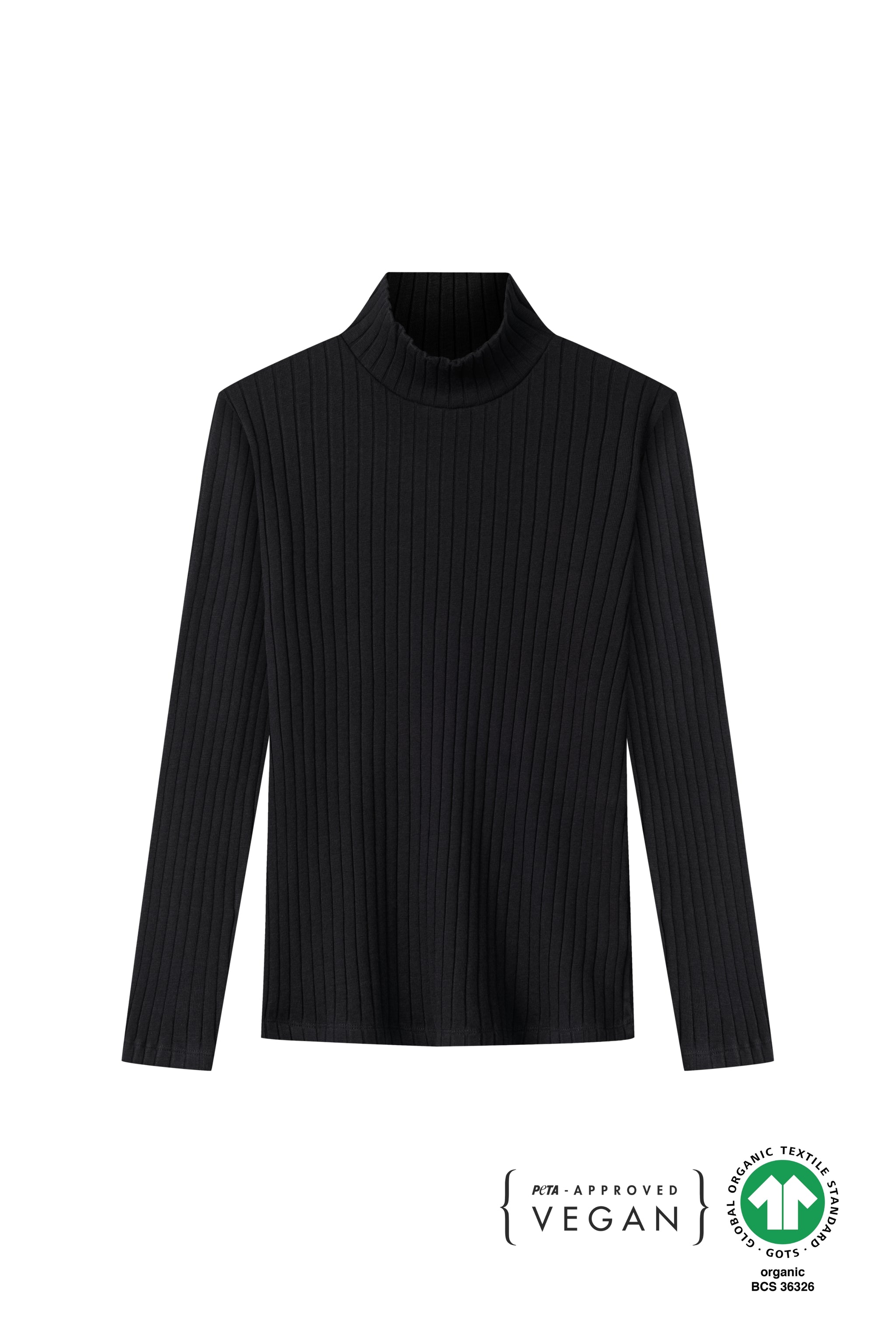 Schwarzes Rib Longsleeve aus Baumwolle in bester Qualität von SALZWASSER