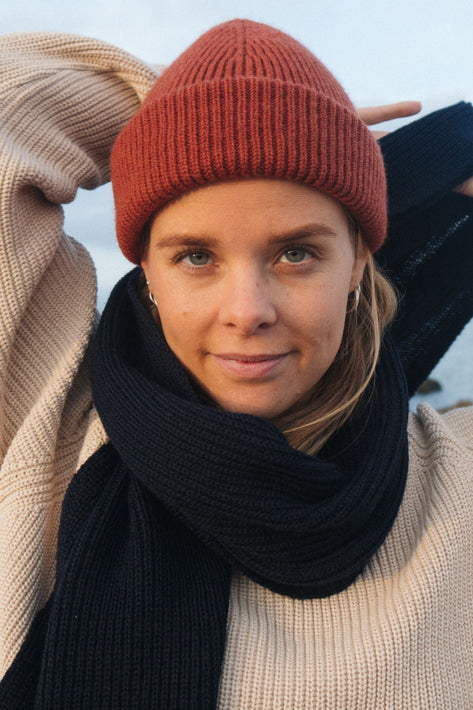 Nachhaltige Seemannsmütze von SALZWASSER in Rost und aus Merinowolle