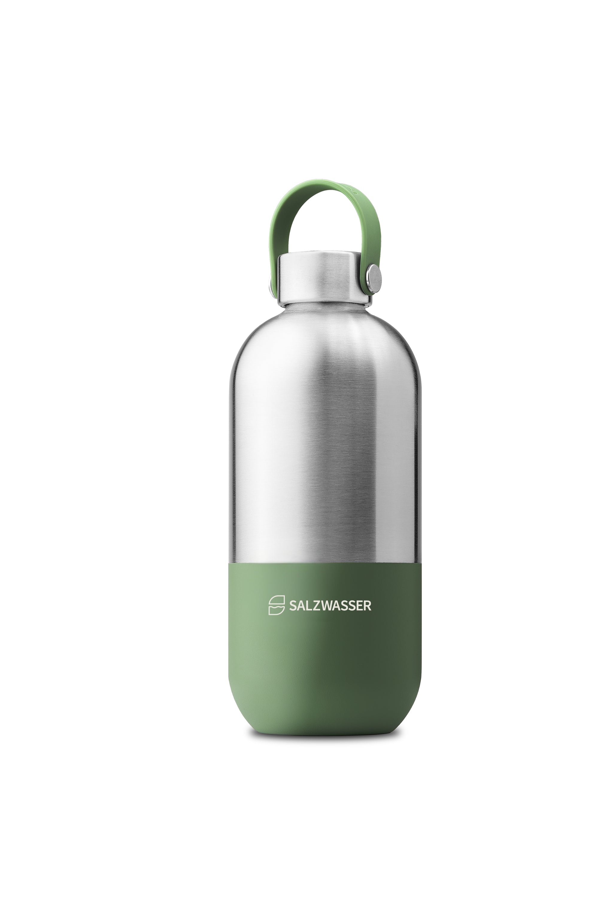 Trinkflasche aus recyceltem Edelstahl in Grün von SALZWASSER und noma noma