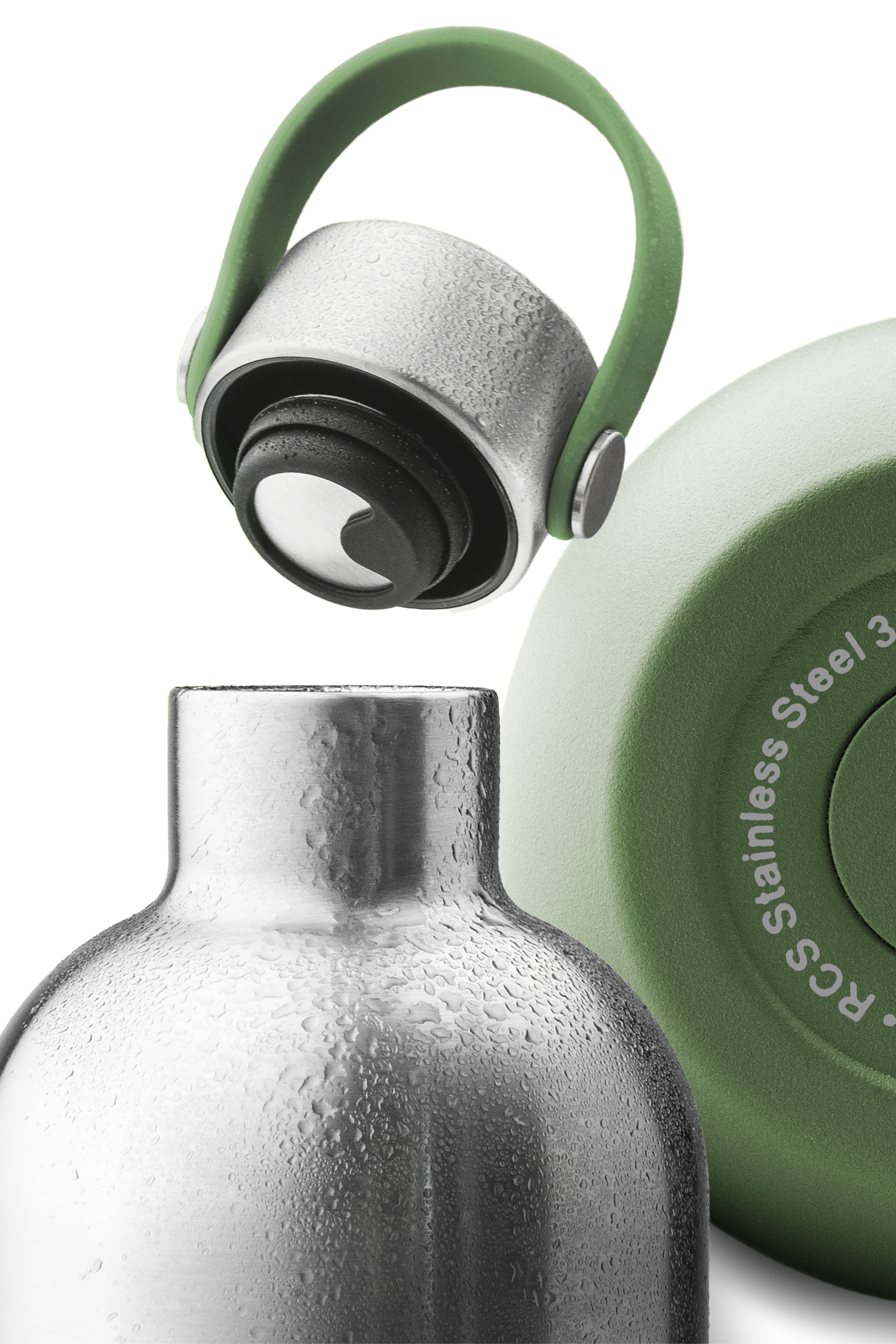 Doppelwandige Trinkflasche aus Edelstahl in Grün von SALZWASSER