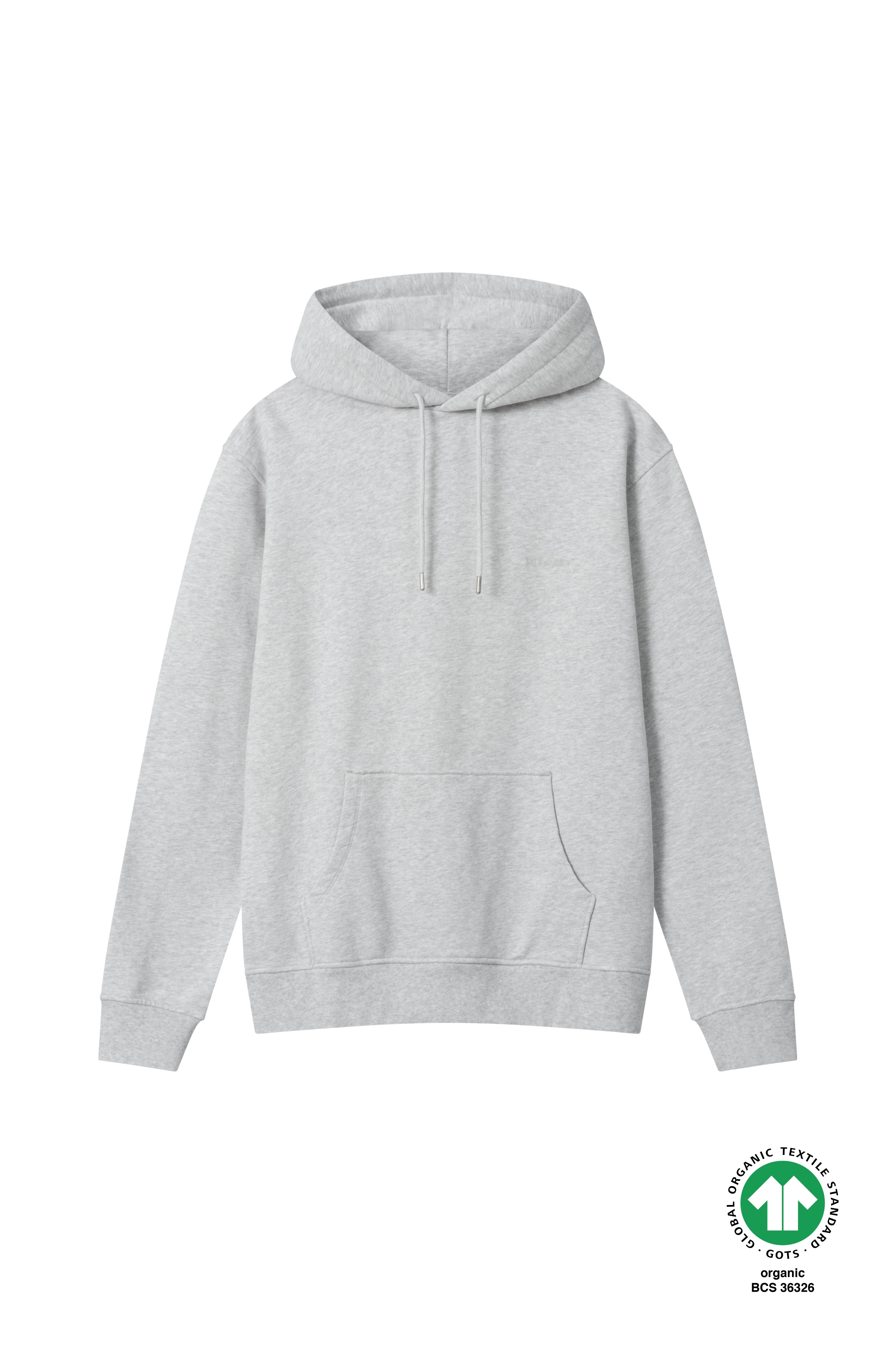 Schwerer Hoodie mit Kapuze in Hellgrau aus Bio Baumwolle GOTS