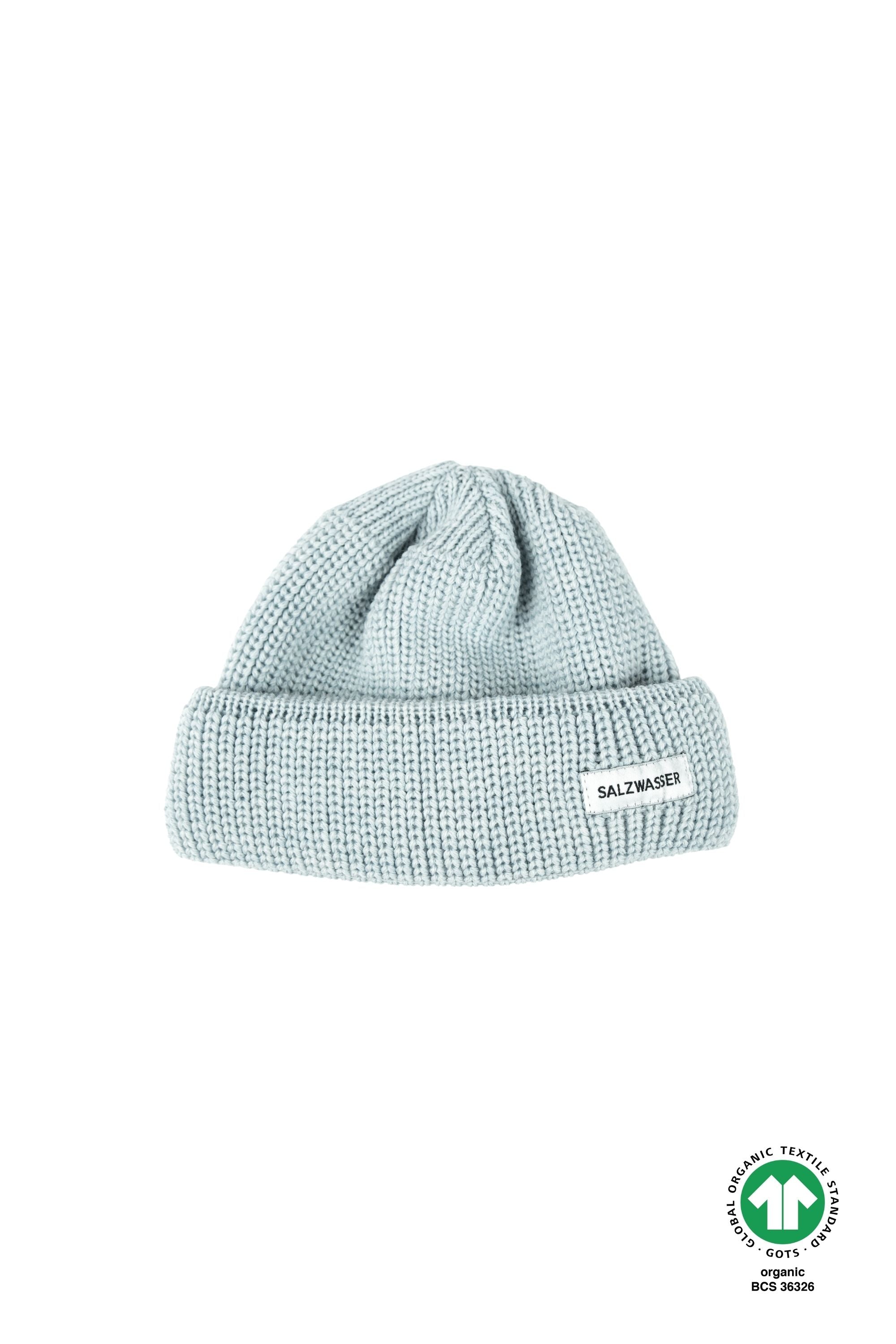 Nachhaltige SALZWASSER Mütze in Eisblau aus Merinowolle