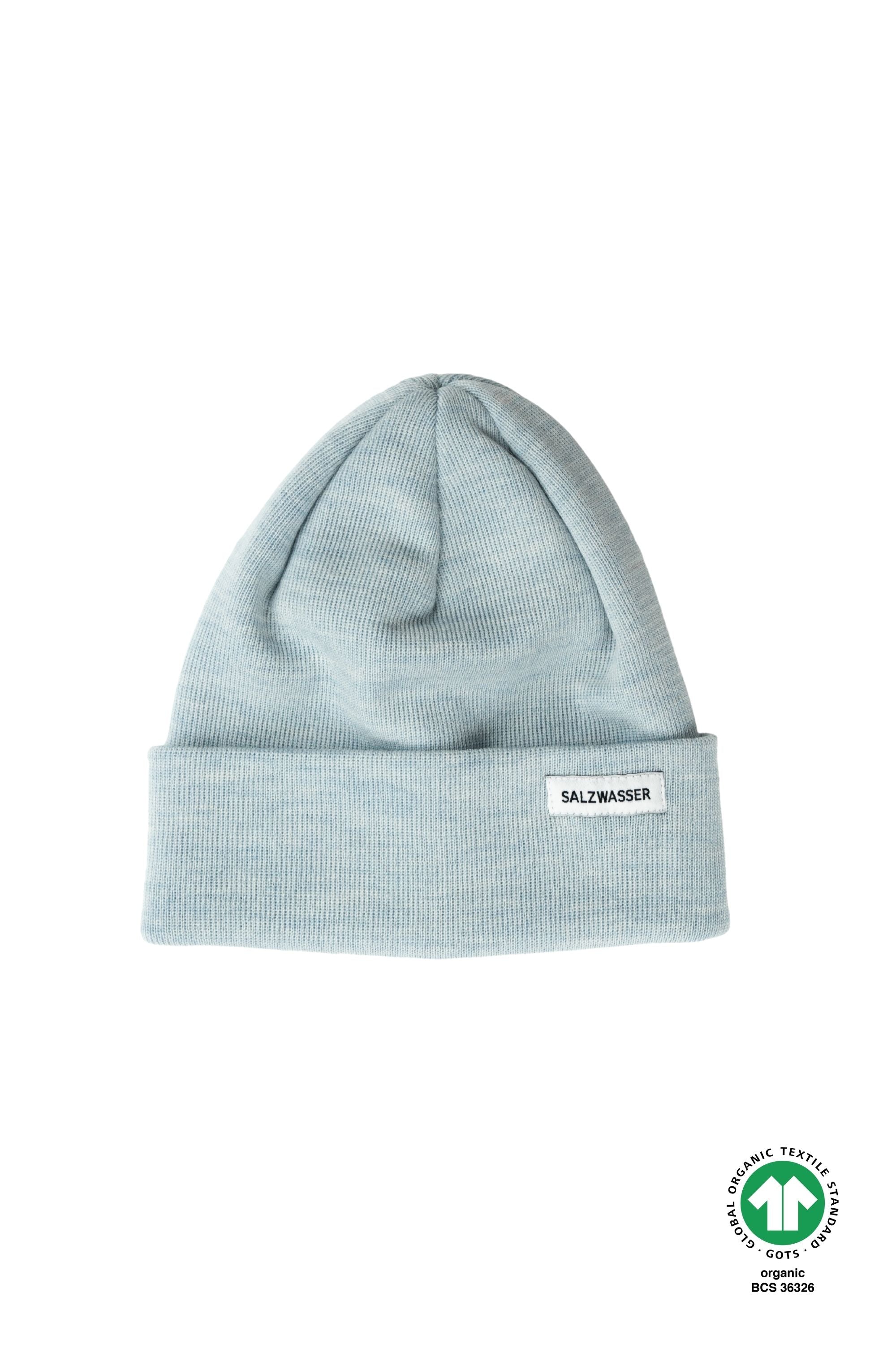 Nachhaltige SALZWASSER Mütze in Eisblau aus Merinowolle