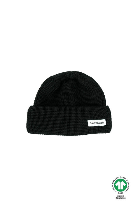Nachhaltige SALZWASSER Mütze in Schwarz aus Merinowolle