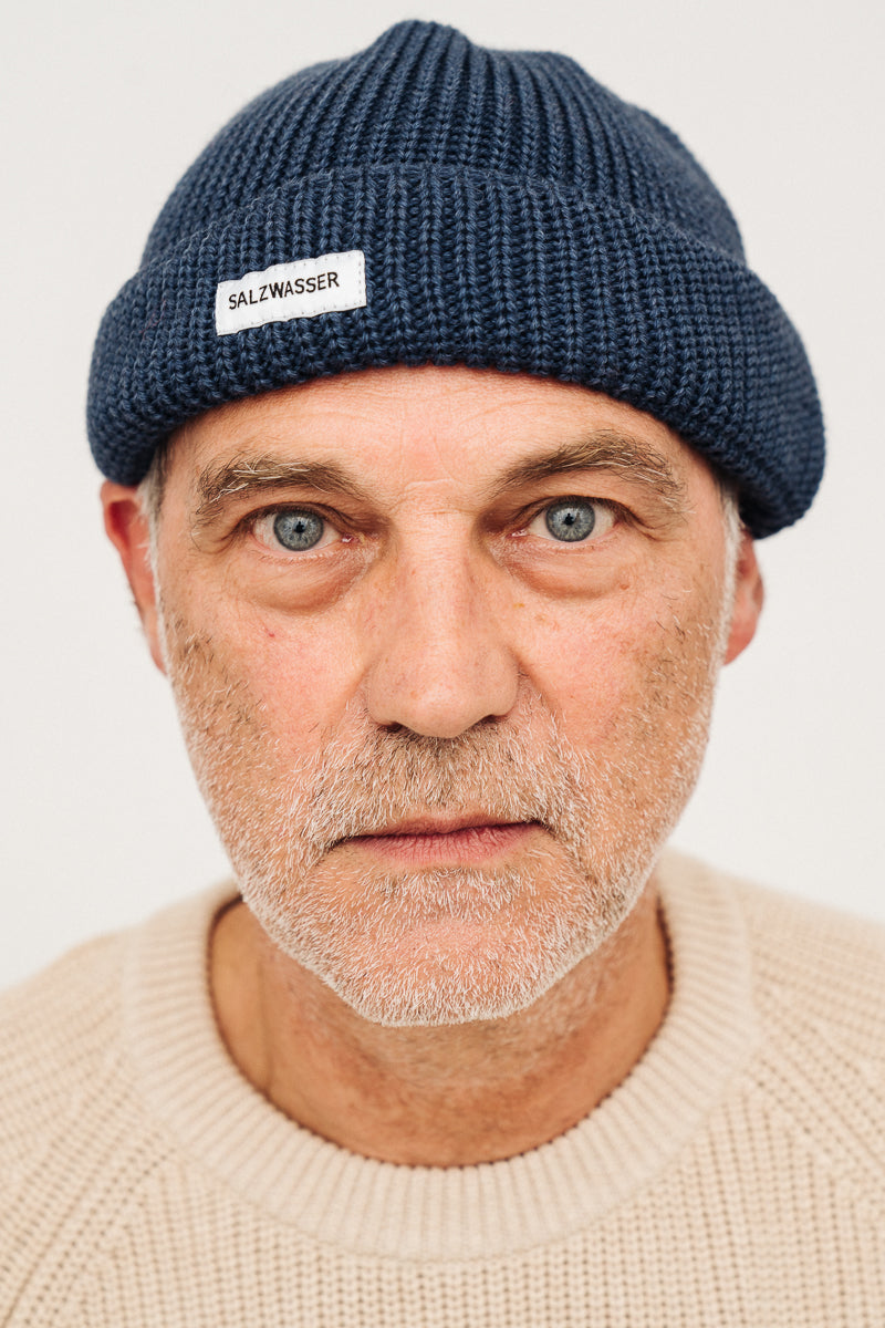 Indigo Blaue Fisherman Mütze von SALZWASSER GOTS-zertifiziert