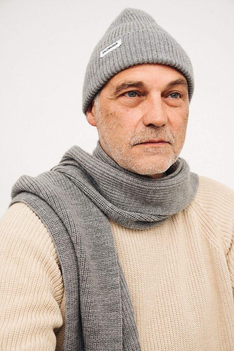 Hellgraue Seemannsmütze von SALZWASSER aus Merinowolle