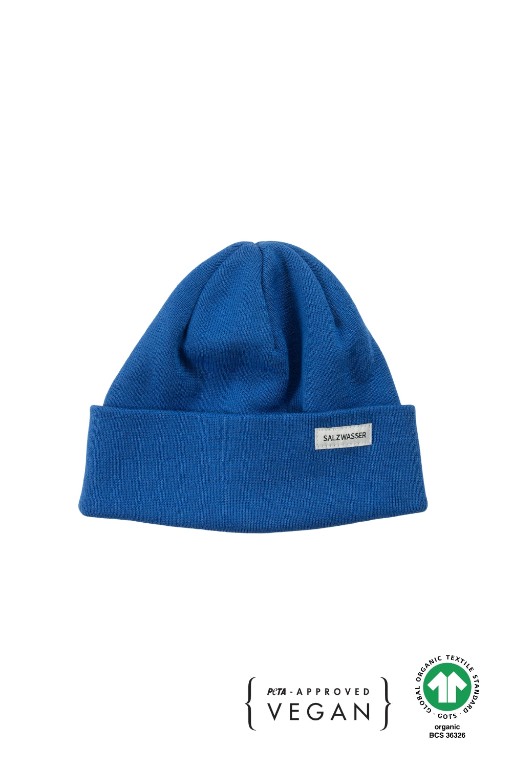 Vegane Wintermütze in Blau von SALZWASSER aus Bio-Baumwolle und GOTS-zertifiziert
