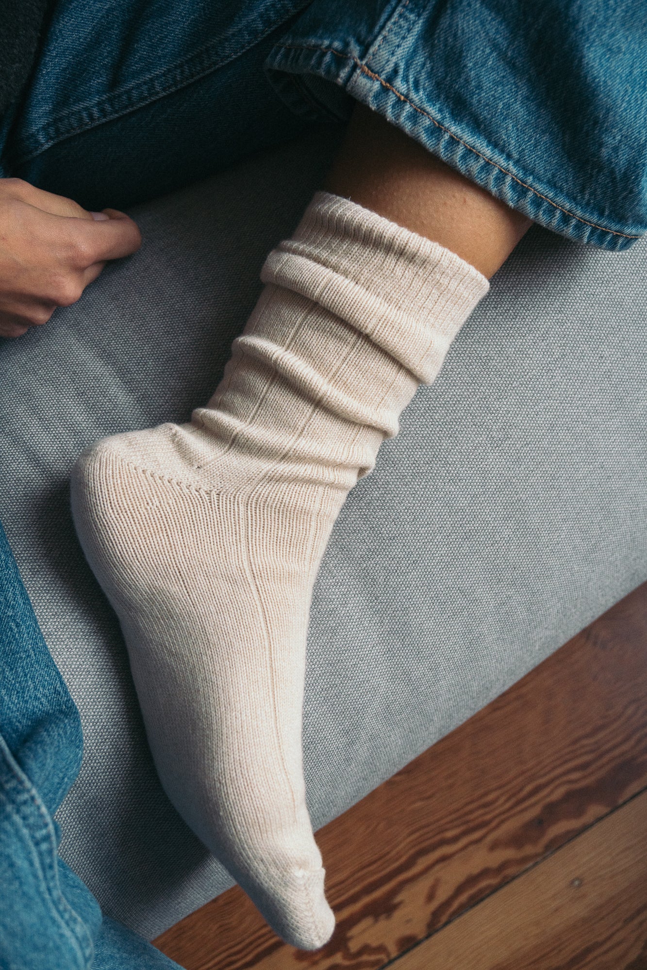 Vegane Bio-Baumwollsocken von SALZWASSER in Sand